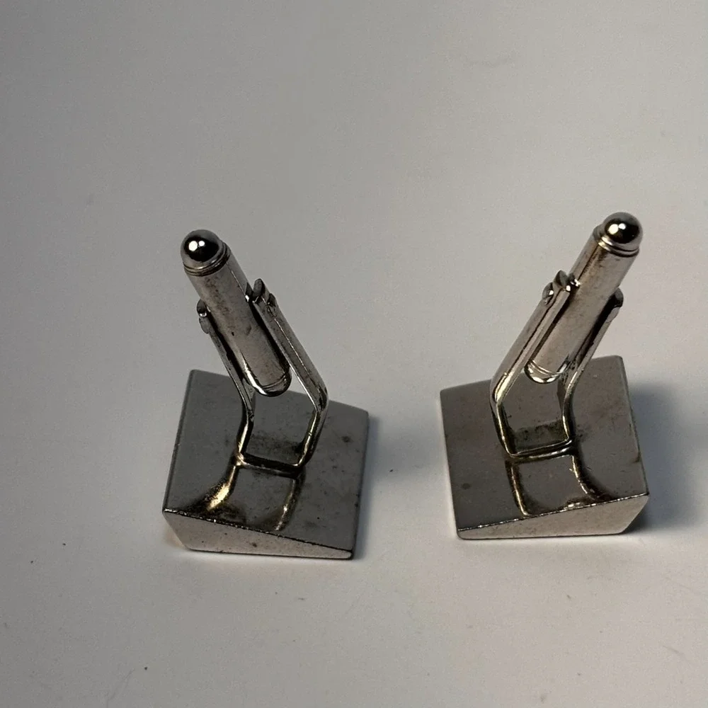 Vintage‎ Cuff Links Silver Tone Art Deco Decor